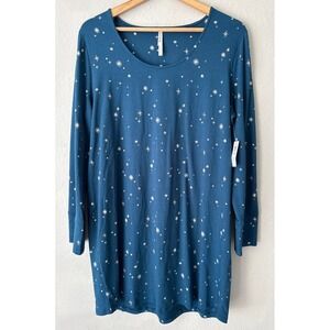 Soma Celestial Star Embraceable Sleepshirt XL Blue Nightgown Long Sleeve NWT